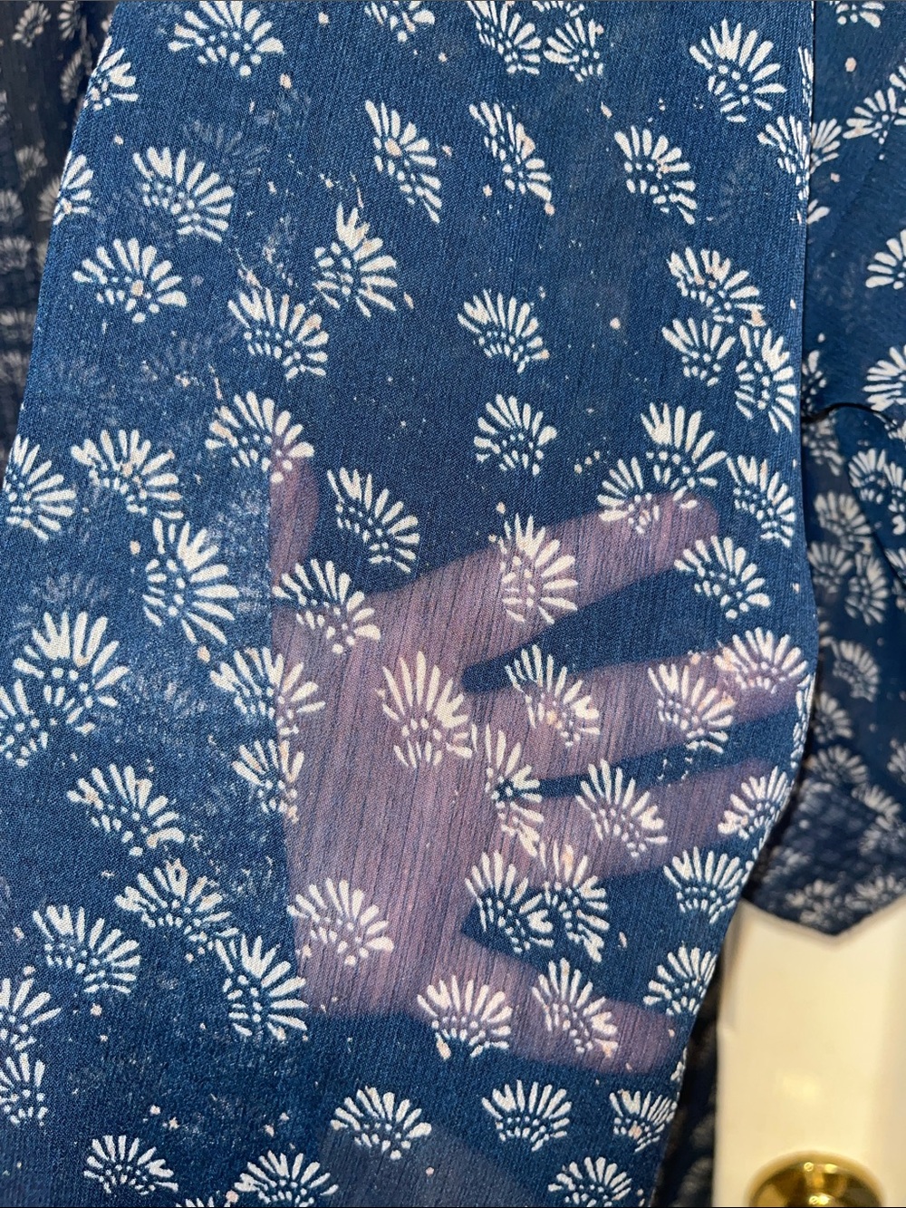Lucky Brand Navy Sheer Floral Kimono Cardigan OSFM - Picture 6 of 9